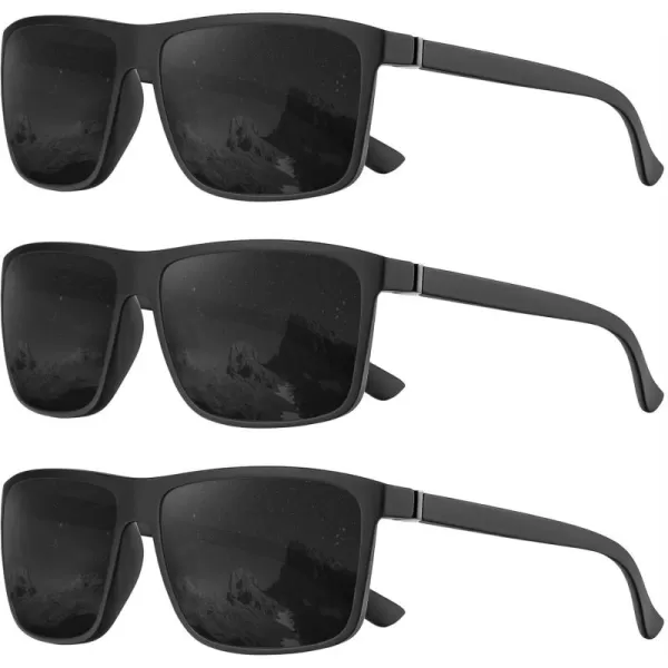 KALIYADI Polarized Sunglasses for Men and Women Mens Sun Glasses with UV Protection for Driving Fishing Golf 3 Packs3 Pack BlackBlackBlack