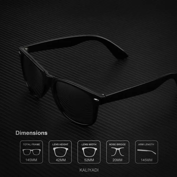 KALIYADI Sunglasses Men Polarized for Mens and Womens Unisex Sun Glasses for Driving UV ProtectionB013 Pack Black Frame Black Lens