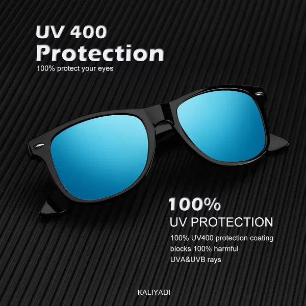 KALIYADI Sunglasses Men Polarized for Mens and Womens Unisex Sun Glasses for Driving UV ProtectionB023 Pack Glossy Black Frame Black  Blue  Orange