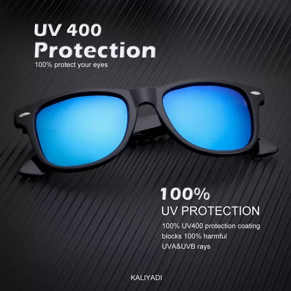 KALIYADI Sunglasses Men Polarized for Mens and Womens Unisex Sun Glasses for Driving UV ProtectionB043 Pack Glossy Black Frame Black  Blue  Silver Lens