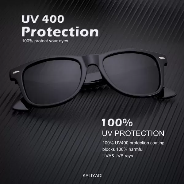 KALIYADI Sunglasses Men Polarized for Mens and Womens Unisex Sun Glasses for Driving UV ProtectionB043 Pack Glossy Black Frame Black  Blue  Silver Lens
