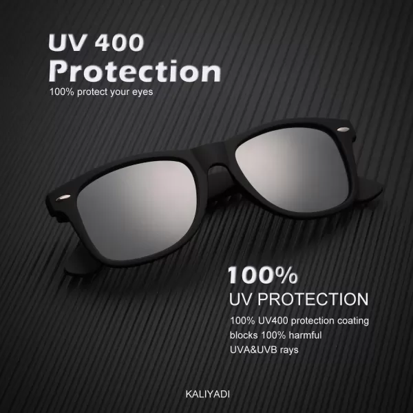KALIYADI Sunglasses Men Polarized for Mens and Womens Unisex Sun Glasses for Driving UV ProtectionC012 Pack Matte BlackSilver