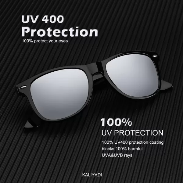 KALIYADI Sunglasses Men Polarized for Mens and Womens Unisex Sun Glasses for Driving UV ProtectionC022 Pack Glossy Black Frame Black  Silver