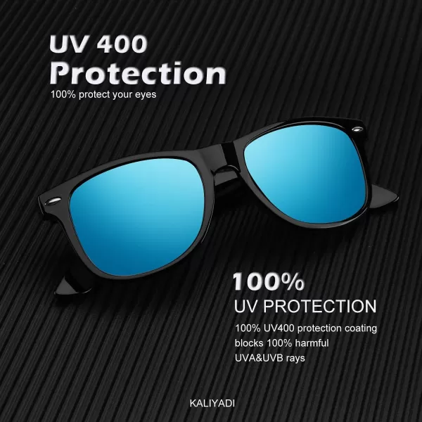 KALIYADI Sunglasses Men Polarized for Mens and Womens Unisex Sun Glasses for Driving UV ProtectionC05 2 Pack Glossy Black Frame Blueorange Lens