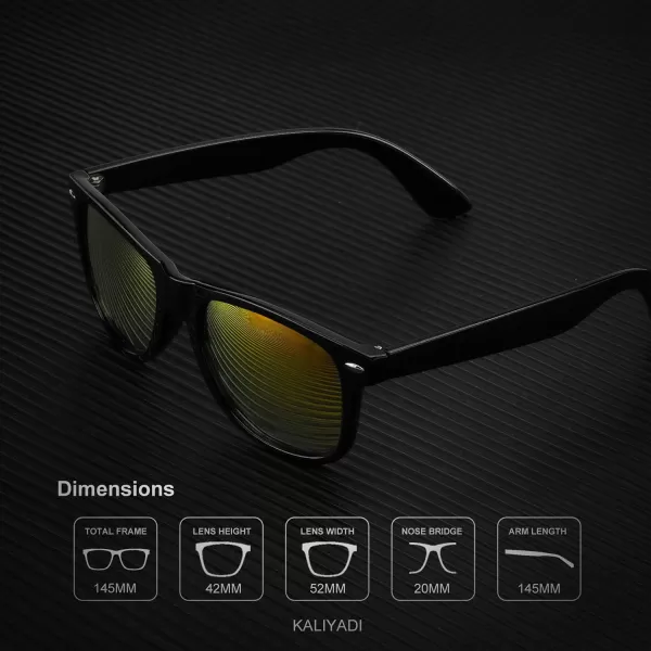KALIYADI Sunglasses Men Polarized for Mens and Womens Unisex Sun Glasses for Driving UV ProtectionC05 2 Pack Glossy Black Frame Blueorange Lens