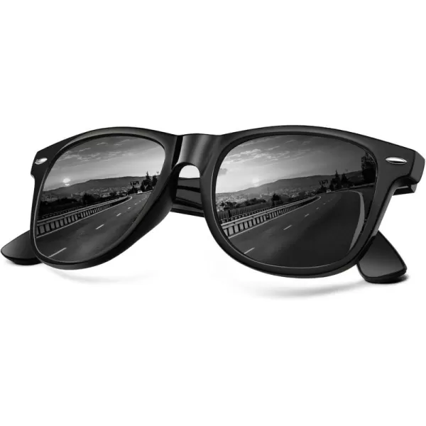 KALIYADI Sunglasses Men Polarized for Mens and Womens Unisex Sun Glasses for Driving UV ProtectionA02 Glossy Black Frame Black Lens