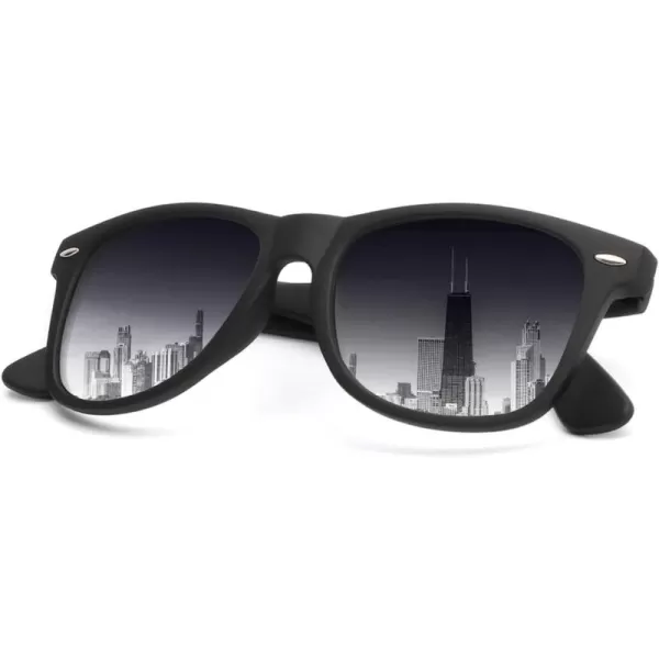 KALIYADI Sunglasses Men Polarized for Mens and Womens Unisex Sun Glasses for Driving UV ProtectionA07matte Black Frame Gradient Grey