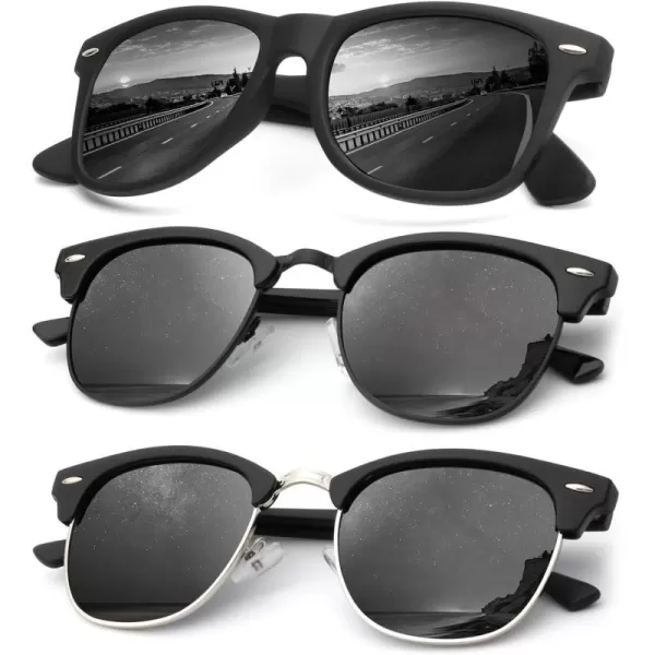 KALIYADI Sunglasses Men Polarized for Mens and Womens Unisex Sun Glasses for Driving UV ProtectionB053 Pack BlackBlackBlack