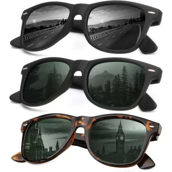 KALIYADI Sunglasses Men Polarized for Mens and Womens Unisex Sun Glasses for Driving UV ProtectionB063 Pack BlackG15Tortoise