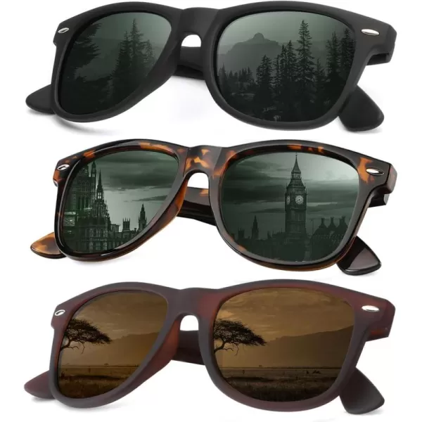 KALIYADI Sunglasses Men Polarized for Mens and Womens Unisex Sun Glasses for Driving UV ProtectionB083 Pack G15TortoiseBrown