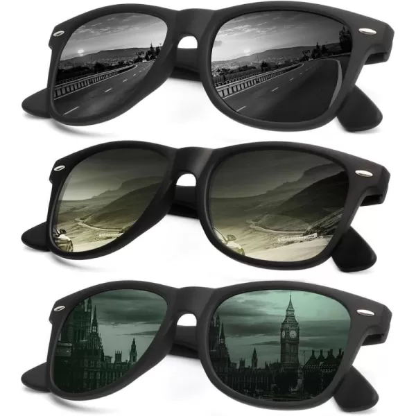 KALIYADI Sunglasses Men Polarized for Mens and Womens Unisex Sun Glasses for Driving UV ProtectionB133 Pack BlackG15Gradient Green