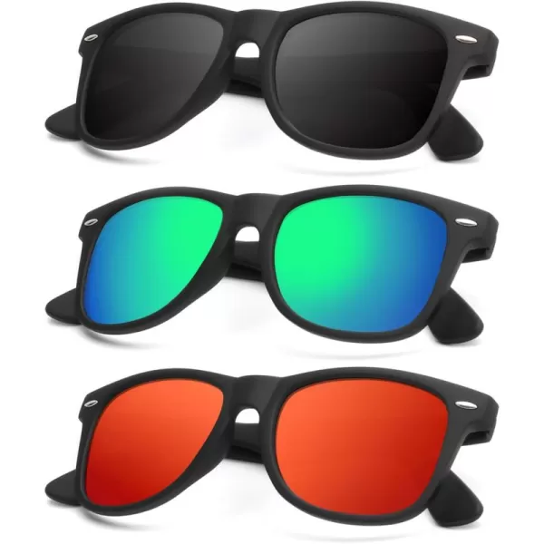KALIYADI Sunglasses Men Polarized for Mens and Womens Unisex Sun Glasses for Driving UV ProtectionB143 Pack BlackGreenDark Red