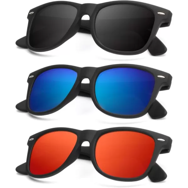 KALIYADI Sunglasses Men Polarized for Mens and Womens Unisex Sun Glasses for Driving UV ProtectionB153 Pack BlackDark BlueDark Red