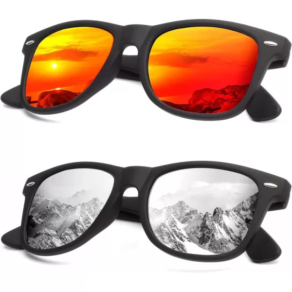 KALIYADI Sunglasses Men Polarized for Mens and Womens Unisex Sun Glasses for Driving UV ProtectionC072 Pack OrangeSilver
