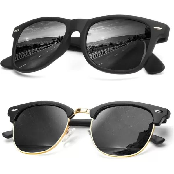 KALIYADI Sunglasses Men Polarized for Mens and Womens Unisex Sun Glasses for Driving UV ProtectionE012 Pack BlackBlack