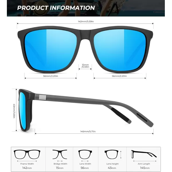 KALIYADI SunglassesMen MensSunglasses Polarized Sunglasses UV Protection Unisex Driving Fishing Lightweight ClassicA02blackIce BlueRed