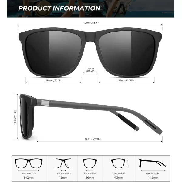 KALIYADI SunglassesMen MensSunglasses Polarized Sunglasses UV Protection Unisex Driving Fishing Lightweight ClassicC02blcakgunmetal Temple