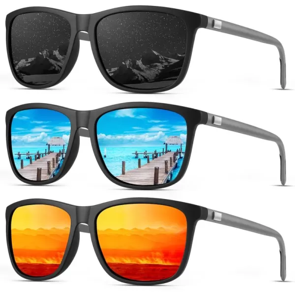 KALIYADI SunglassesMen MensSunglasses Polarized Sunglasses UV Protection Unisex Driving Fishing Lightweight ClassicA02blackIce BlueRed