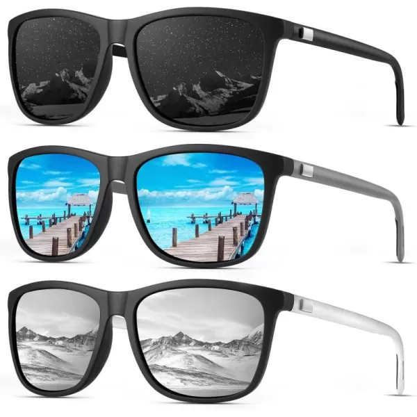 KALIYADI SunglassesMen MensSunglasses Polarized Sunglasses UV Protection Unisex Driving Fishing Lightweight ClassicA04blackIce BlueSilver