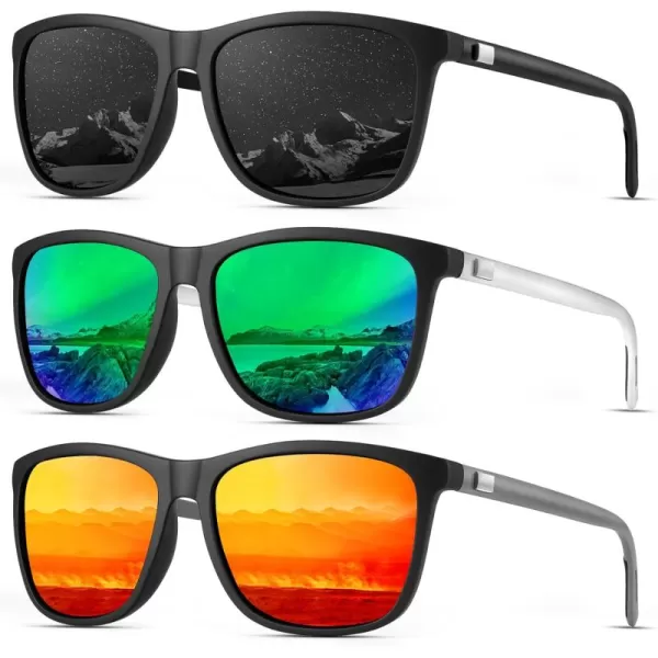 KALIYADI SunglassesMen MensSunglasses Polarized Sunglasses UV Protection Unisex Driving Fishing Lightweight ClassicA05blackGreenRed