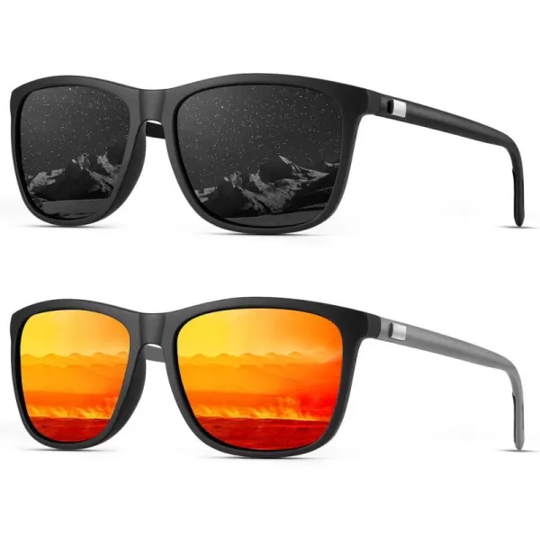 KALIYADI SunglassesMen MensSunglasses Polarized Sunglasses UV Protection Unisex Driving Fishing Lightweight ClassicB03blackRed