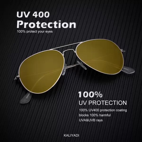 KALIYADI Classic Aviator Sunglasses for Men Women Driving Sun glasses Polarized Lens UV BlockingD Night Vision