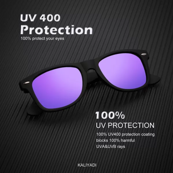 KALIYADI Polarized Sunglasses for Men and Women Matte Finish Sun glasses Color Mirror Lens UV Blocking 3 PackBlackBlackPurple