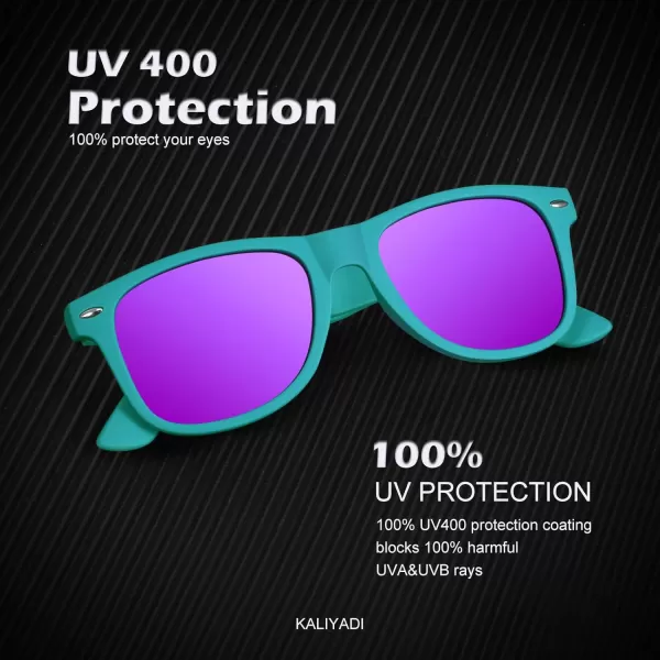KALIYADI Polarized Sunglasses for Men and Women Matte Finish Sun glasses Color Mirror Lens UV Blocking 3 PackBlackPurple GreenMint Green Purple