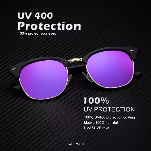 KALIYADI Polarized Sunglasses for Men and Women SemiRimless Frame Driving Sun glasses UV BlockingA152 Pack Matte Black  Purple  Golden Rim  Matte Black  Black  Black Rim