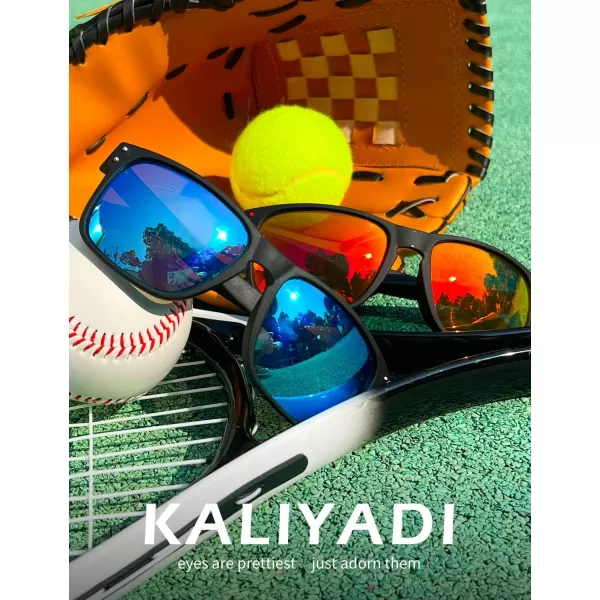 KALIYADI Polarized Sunglasses for Men and Women Vintage Style Sun Glasses for Fishing Running Driving with UV Protection2 Pack Grey  Red RivetGrey  Black Rivet