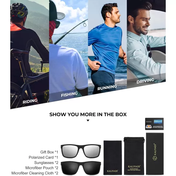 KALIYADI Sunglasses Men MensSunglasses PolarizedSunglassesMen Polarized Sun Glasses With UV400 Protection for DrivingA07blackSilver