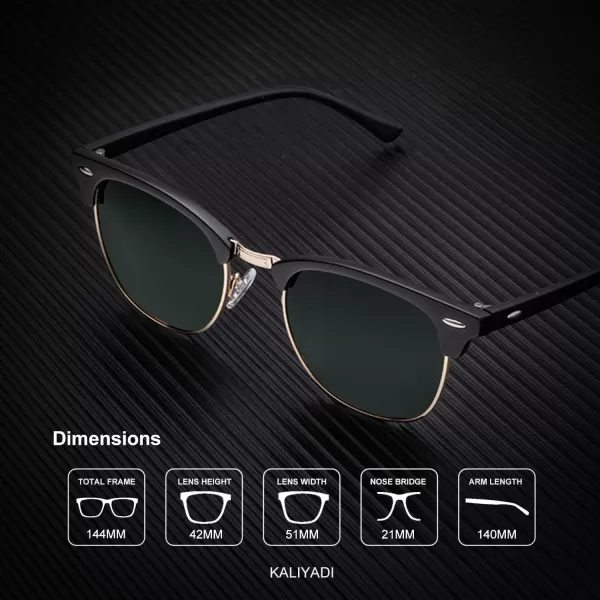 KALIYADI Sunglasses Men Polarized Sunglasses for Men Women Unisex SemiRimless Frame Retro Driving Sun Glasses UV BlockingD073 Pack Golden G15Black G15Tortoise Brown