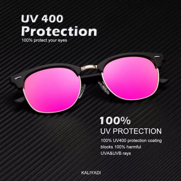 KALIYADI Sunglasses Men Polarized Sunglasses for Men Women Unisex SemiRimless Frame Retro Driving Sun Glasses UV BlockingD123 PackblackSilver BlackBlack Pink