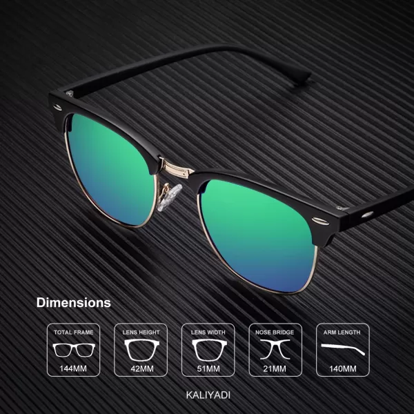 KALIYADI Sunglasses Men Polarized Sunglasses for Men Women Unisex SemiRimless Frame Retro Driving Sun Glasses UV BlockingD133 Packgolden BlackBlackBlack Green