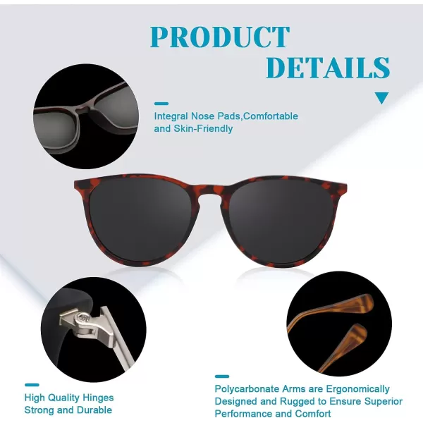 KALIYADI Sunglasses Womens Polarized WomensSunglasses Trendy Sun Glasses with UV400 Retro Style for Party Beach ShoppingA07 Round Leopard Frame Grey Lens