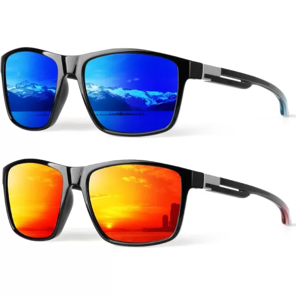 KALIYADI Polarized Sunglasses Men MensSunglasses Unisex Polarized Sun Glasses Lightweight Driving Fishing UV ProtectionB07glossy Dark BlueRed