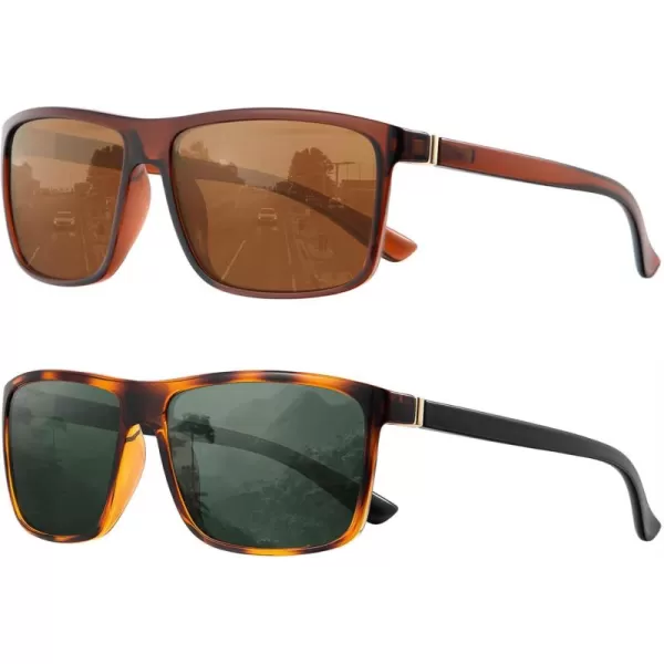 KALIYADI Polarized Sunglasses for Men and Women Mens Sun Glasses with UV Protection for Driving Fishing Golf 3 Packs2 Pack BrownG15