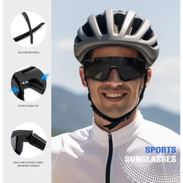 KALIYADI Polarized Sports SunglassesMen RunningSunglassesforWomen Mens Sunglasses UV protection Cycling Driving Fishing02 BlackGrey  BlackDark Blue