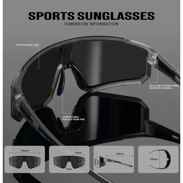 KALIYADI Polarized Sports SunglassesMen RunningSunglassesforWomen Mens Sunglasses UV protection Cycling Driving Fishing06 Transparent GreyGrey Transparent GreySilver