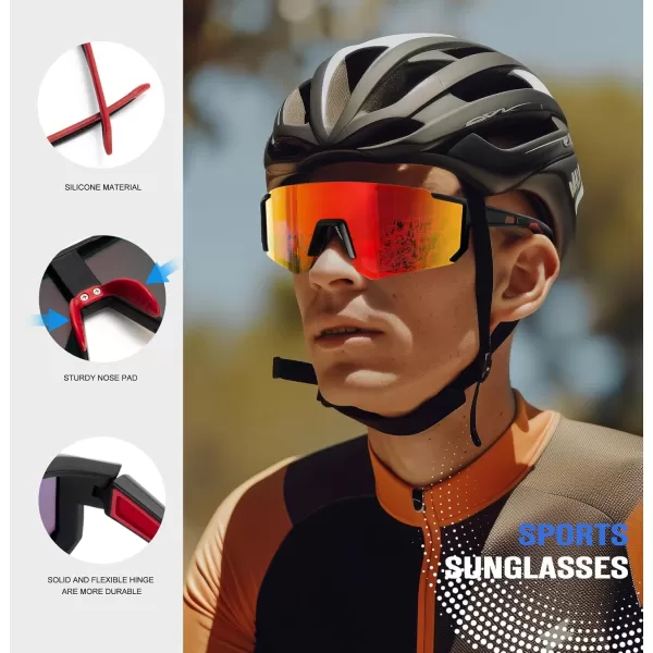 KALIYADI Polarized Sports SunglassesMen RunningSunglassesforWomen Mens Sunglasses UV protection Cycling Driving Fishing14 BlackRed  BlackBlue