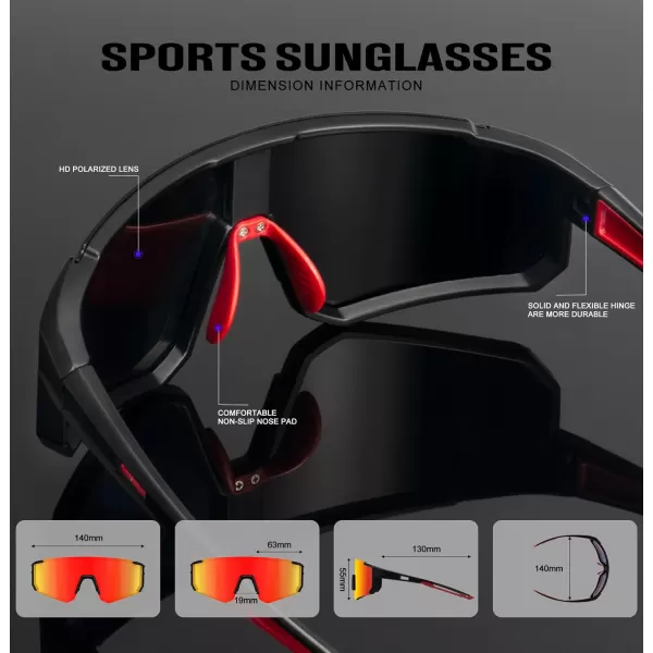 KALIYADI Polarized Sports SunglassesMen RunningSunglassesforWomen Mens Sunglasses UV protection Cycling Driving Fishing14 BlackRed  BlackBlue