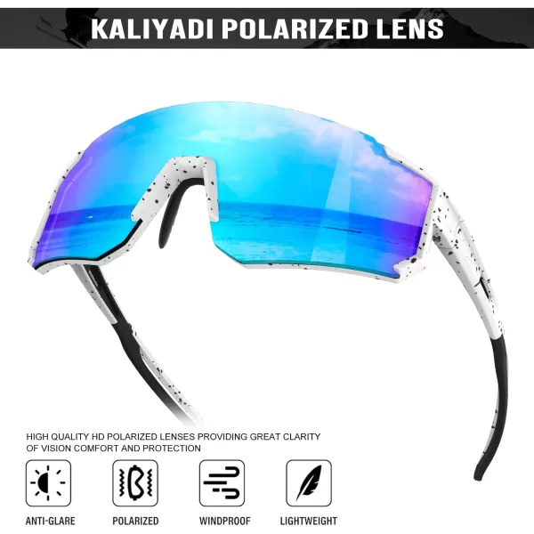 KALIYADI Polarized Sports SunglassesMen RunningSunglassesforWomen Mens Sunglasses UV protection Cycling Driving Fishing17 White BlackIce Blue  BlackRed