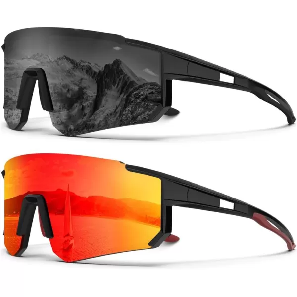 KALIYADI Polarized Sports SunglassesMen RunningSunglassesforWomen Mens Sunglasses UV protection Cycling Driving Fishing01 BlackGrey  BlackRed