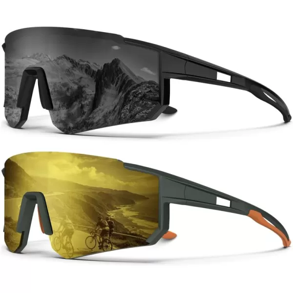 KALIYADI Polarized Sports SunglassesMen RunningSunglassesforWomen Mens Sunglasses UV protection Cycling Driving Fishing04 BlackGrey  BlackGold