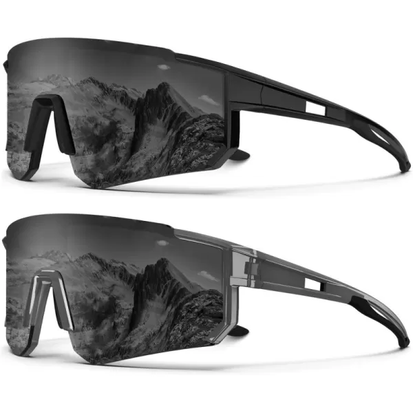 KALIYADI Polarized Sports SunglassesMen RunningSunglassesforWomen Mens Sunglasses UV protection Cycling Driving Fishing05 BlackGrey  Transparent GreyGrey
