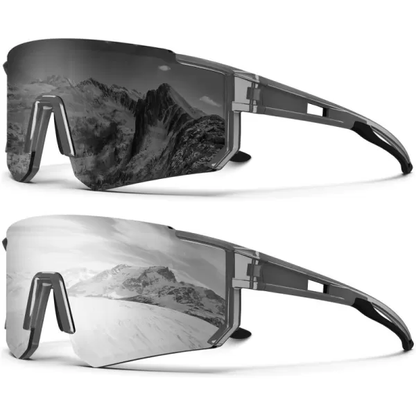 KALIYADI Polarized Sports SunglassesMen RunningSunglassesforWomen Mens Sunglasses UV protection Cycling Driving Fishing06 Transparent GreyGrey Transparent GreySilver
