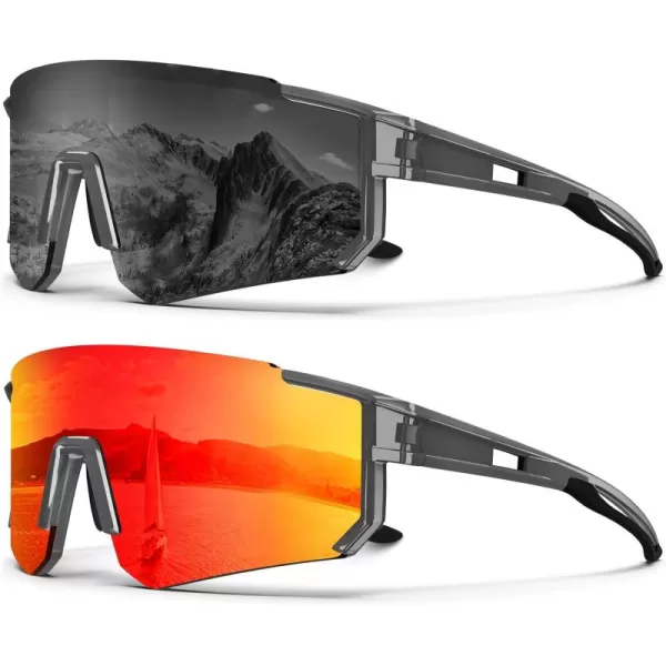 KALIYADI Polarized Sports SunglassesMen RunningSunglassesforWomen Mens Sunglasses UV protection Cycling Driving Fishing07 Transparent GreyGrey Transparent GreyRed