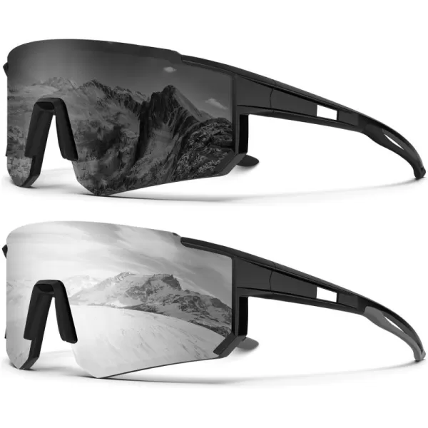 KALIYADI Polarized Sports SunglassesMen RunningSunglassesforWomen Mens Sunglasses UV protection Cycling Driving Fishing11 BlackGrey  BlackSilver