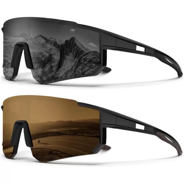 KALIYADI Polarized Sports SunglassesMen RunningSunglassesforWomen Mens Sunglasses UV protection Cycling Driving Fishing12 BlackGrey  BlackBrown