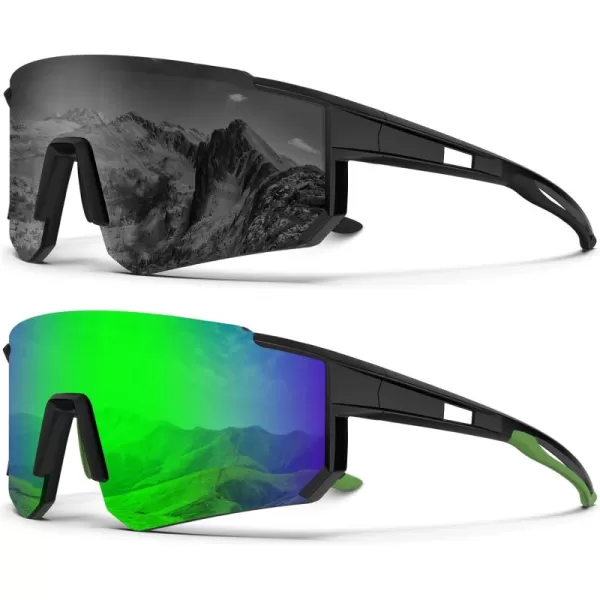 KALIYADI Polarized Sports SunglassesMen RunningSunglassesforWomen Mens Sunglasses UV protection Cycling Driving Fishing13 BlackGrey  BlackGreen
